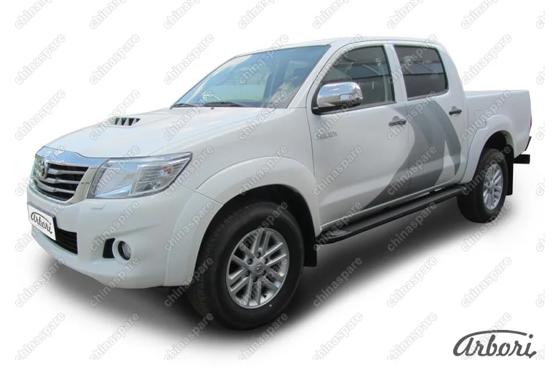 AFZDAALTHL1101 Комплект алюминиевых порогов Arbori Optima Black 2000 для TOYOTA Hilux 2011-2015