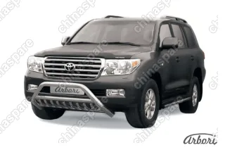 AFZDATLC203 Кенгурятник d76 низкий широкий с защитой карера и перемычкой Arbori нерж. сталь для Toyota LC200 2007-2012