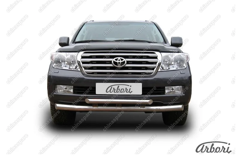 AFZDATLC211 Защита переднего бампера d76+d57 двойная Arbori нерж. сталь для Toyota LC200 2007-2012