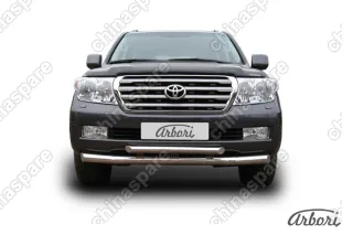 AFZDATLC211 Защита переднего бампера d76+d57 двойная Arbori нерж. сталь для Toyota LC200 2007-2012
