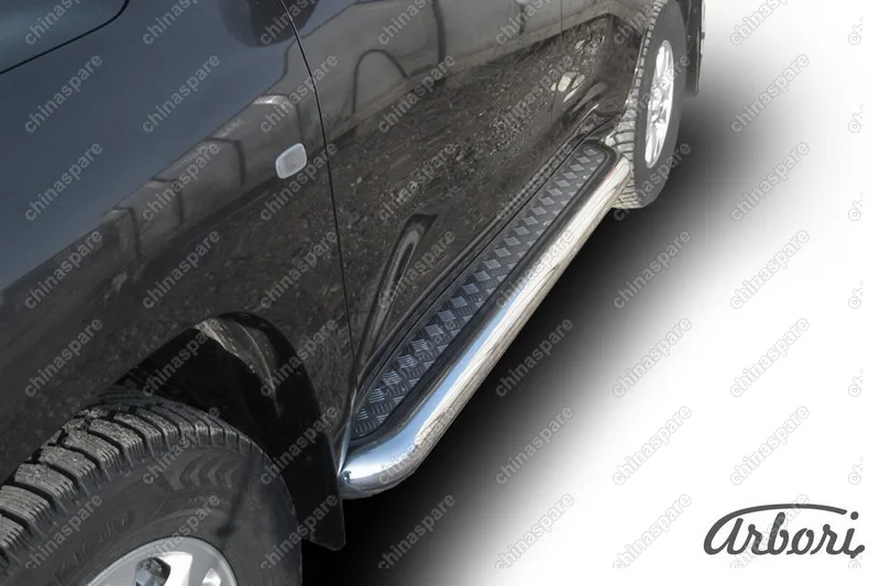 AFZDATLC217 Защита порогов d76 с листом Arbori нерж. сталь для Toyota LC200 2007-2012