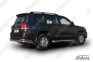 AFZDATLC221 Защита заднего бампера d76+d42 двойная Arbori нерж. сталь для Toyota LC200 2007-2012
