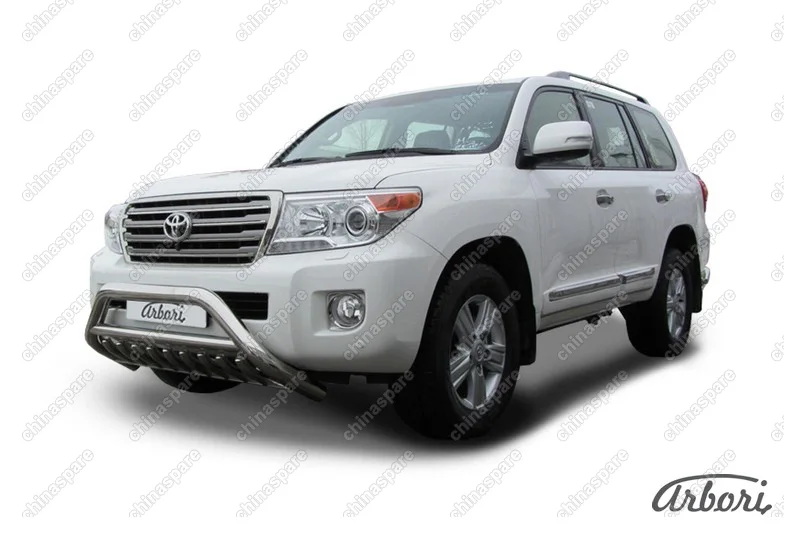 AFZDATLC21206 Кенгурятник d76 низкий широкий с ЗК и перемычкой Arbori нерж. сталь для Toyota LC200 2012-2013