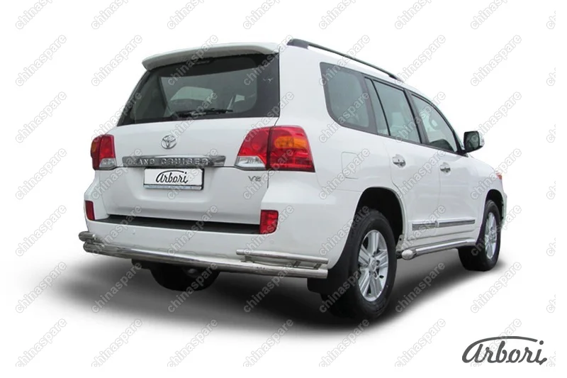 AFZDATLC21218 Защита заднего бампера d76+d42 двойная Arbori нерж. сталь для Toyota LC200 2012-2013