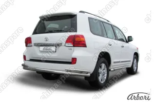AFZDATLC21218 Защита заднего бампера d76+d42 двойная Arbori нерж. сталь для Toyota LC200 2012-2013