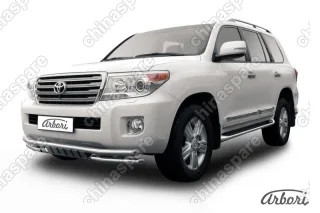 AFZDATLC21303 Защита переднего бампера d57+d57 двойная с защитой картера  Arbori нерж. сталь для Toyota LC200 2013-2015