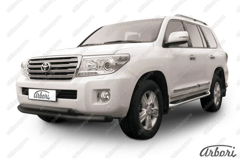 AFZDATLC21304B Защита переднего бампера d76+d57 двойная Arbori черн. для Toyota LC200 2013-2015