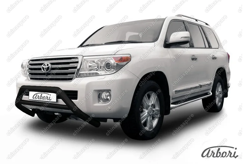 AFZDATLC21308B Кенгурятник d76 низкий широкий с перемычкой Arbori черн. для Toyota LC200 2013-2015