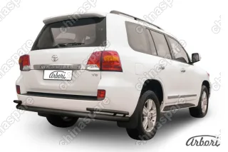 AFZDATLC21315B Защита заднего бампера d76+d42 двойная Arbori черн. для Toyota LC200 2013-2015