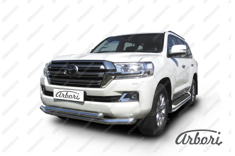AFZDATLC21504 Защита переднего бампера d76+d57 двойная Arbori нерж. сталь для Toyota LC200 2015-нв