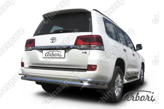 AFZDATLC21508 Защита заднего бампера d76+d42 двойная Arbori нерж. сталь для Toyota LC200 2015-нв