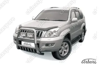 AFZDATLCP01 Кенгурятник d76 высокий с защитой картера Arbori нерж. сталь для Toyota LC Prado 2003-2009
