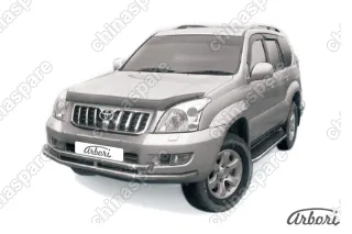 AFZDATLCP03 Защита переднего бампера d57+d57 двойная Arbori нерж. сталь для Toyota LC Prado 2003-2009