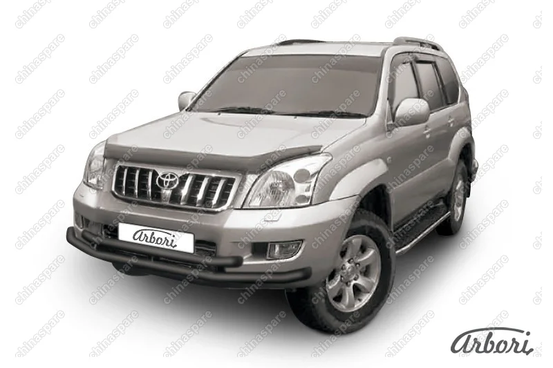 AFZDATLCP03B Защита переднего бампера d57+d57 двойная Arbori черн. для Toyota LC Prado 2003-2009