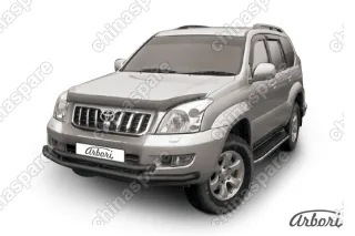 AFZDATLCP03B Защита переднего бампера d57+d57 двойная Arbori черн. для Toyota LC Prado 2003-2009