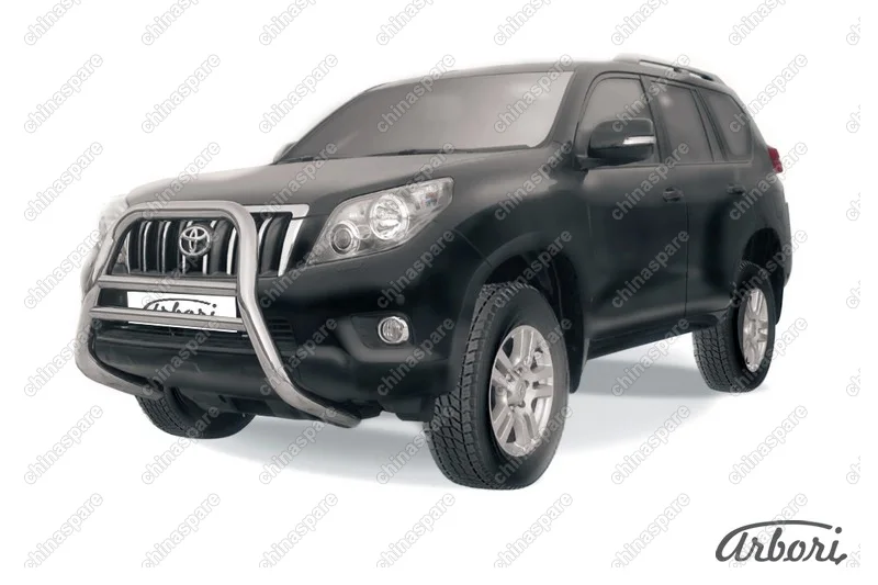 AFZDATOP02 Кенгурятник d76 высокий  Arbori нерж. сталь для Toyota LC Prado 2010-2013