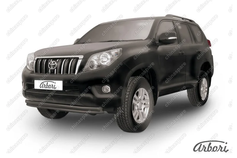 AFZDATOP11B Защита переднего бампера d57+d57 двойная  Arbori черн. для Toyota LC Prado 2010-2013