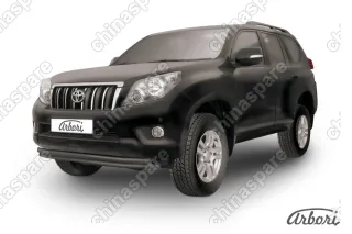 AFZDATOP11B Защита переднего бампера d57+d57 двойная  Arbori черн. для Toyota LC Prado 2010-2013