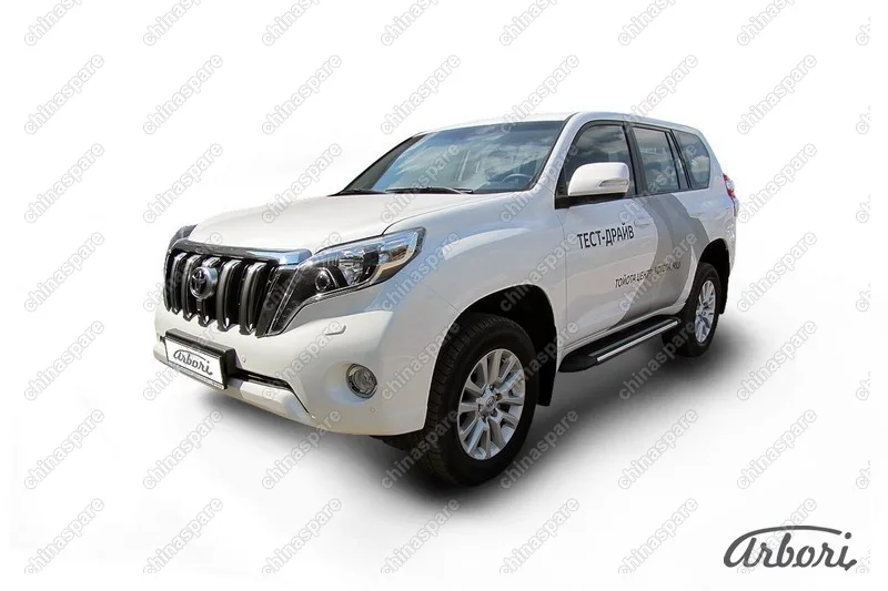 AFZDAALTOP1403 Комплект алюминиевых порогов Arbori Luxe Black 1600 для TOYOTA Land Cruiser Prado 2014-2017