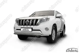 AFZDATOP1404 Защита переднего бампера d57+d57 двойная Arbori нерж. сталь для TOYOTA Land Cruiser Prado 2014-2017