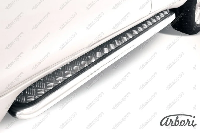AFZDATOP1408 Защита порогов d76 с листом усиленная Arbori нерж. сталь для TOYOTA Land Cruiser Prado 2014-2017