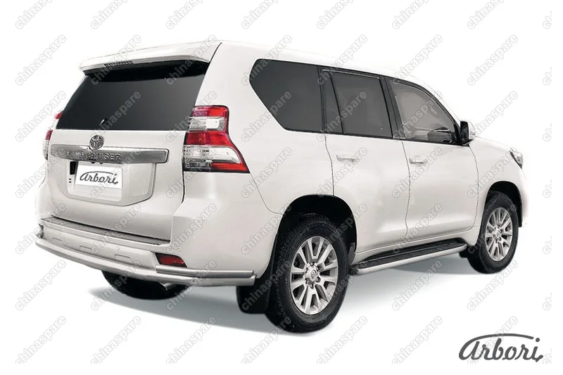 AFZDATOP1411 Защита заднего бампера d76+d42 двойная Arbori нерж. сталь для TOYOTA Land Cruiser Prado 2014-2017