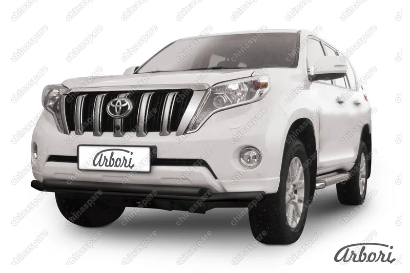 AFZDATOP1404B Защита переднего бампера d57+d57 двойная Arbori черн. для TOYOTA Land Cruiser Prado 2014-2017