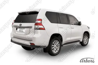 AFZDATOP1411B Защита заднего бампера d76+d42 двойная Arbori черн. для TOYOTA Land Cruiser Prado 2014-2017