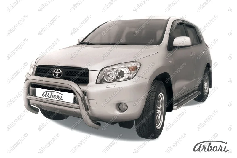 Кенгурятник d76 низкий Arbori нерж. сталь для Toyota RAV4 2006-2010