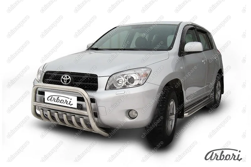 Кенгурятник d57 низкий c защитой картера Arbori нерж. сталь для Toyota RAV4 2006-2010