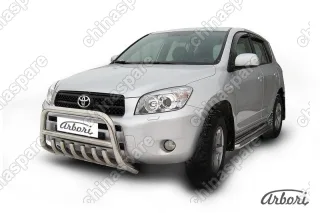 Кенгурятник d57 низкий c защитой картера Arbori нерж. сталь для Toyota RAV4 2006-2010