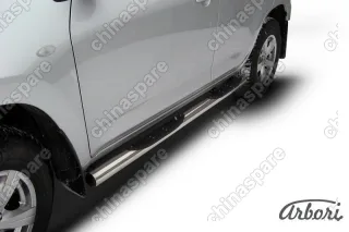 Защита порогов d76 с проступями Arbori нерж. сталь для Toyota RAV4 2006-2010