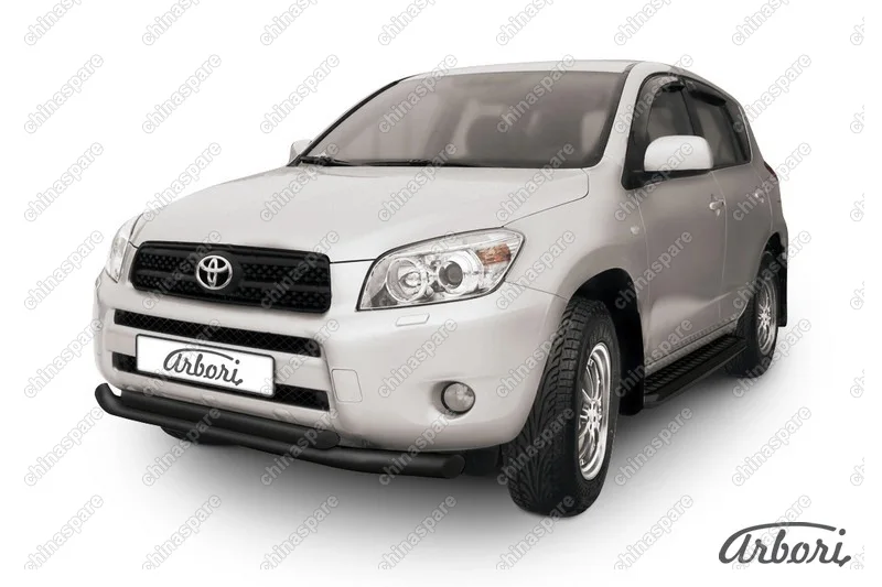 Защита переднего бампера d76+d57 двойная Arbori черн. для Toyota RAV4 2006-2010