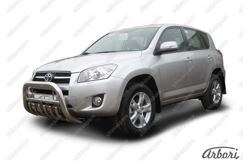 Кенгурятник d76 низкий с защитой картера Arbori нерж. сталь для Toyota RAV4 2009-2014