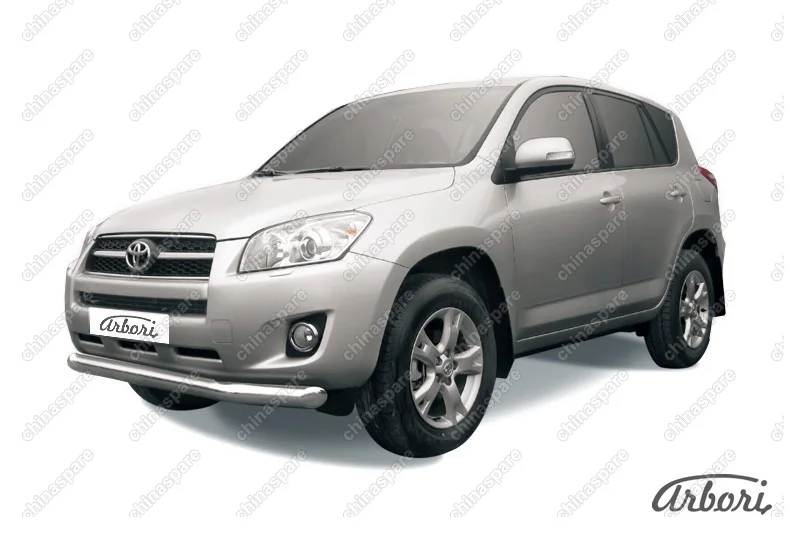 Защита переднего бампера d76 Arbori нерж. сталь для Toyota RAV4 2009-2014