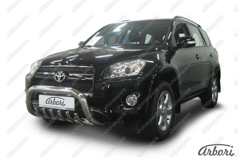 Кенгурятник d76 низкий с защитой картера Arbori нерж. сталь для Toyota RAV4 Long 2009-2014