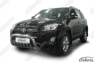 Кенгурятник d76 низкий с защитой картера Arbori нерж. сталь для Toyota RAV4 Long 2009-2014