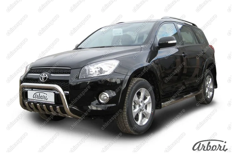 Кенгурятник d57 низкий c защитой картера Arbori нерж. сталь для Toyota RAV4 Long 2009-2014
