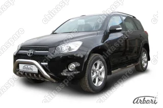 Кенгурятник d76 "мини" с защитой картера Arbori нерж. сталь для Toyota RAV4 Long 2009-2014
