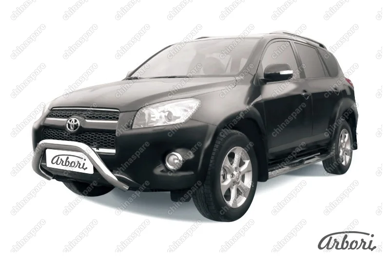 Кенгурятник d76 "мини" Arbori нерж. сталь для Toyota RAV4 Long 2009-2014