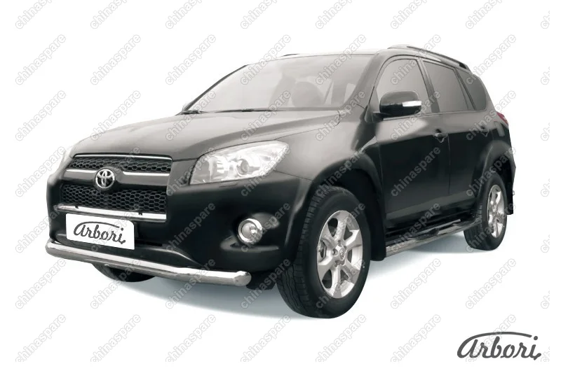 Защита переднего бампера d76 Arbori нерж. сталь для Toyota RAV4 Long 2009-2014