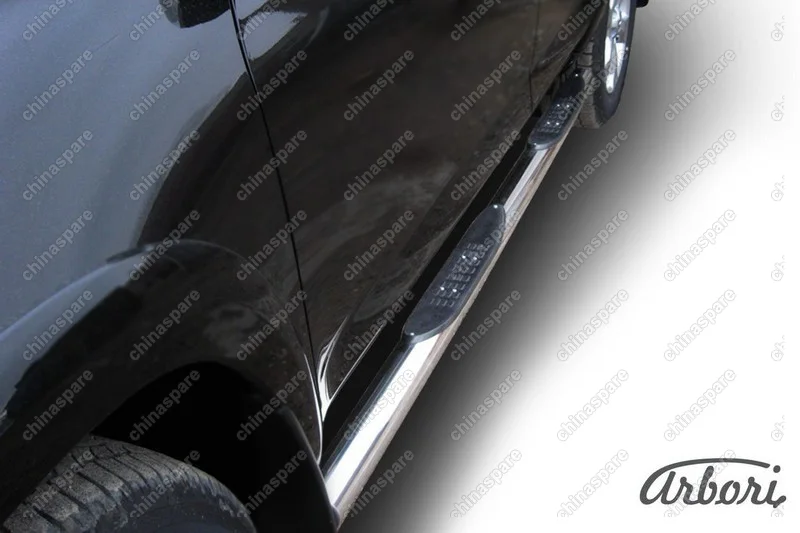 Защита порогов d76 с проступями Arbori нерж. сталь для Toyota RAV4 Long 2009-2014