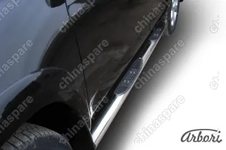 Защита порогов d76 с проступями Arbori нерж. сталь для Toyota RAV4 Long 2009-2014