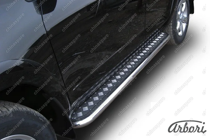 Защита порогов d57 с листом Arbori нерж. сталь для Toyota RAV4 Long 2009-2014