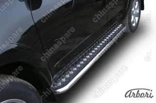 Защита порогов d57 с листом Arbori нерж. сталь для Toyota RAV4 Long 2009-2014