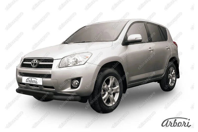 Защита переднего бампера d76+d57 двойная Arbori черн. для Toyota RAV4 2009-2014