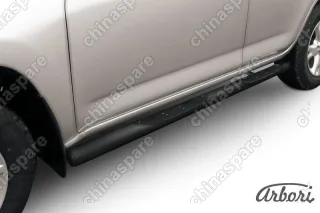 Защита порогов d76 с проступями Arbori черн. для Toyota RAV4 2009-2014