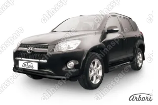 Защита переднего бампера d76+d57 двойная Arbori черн. для Toyota RAV4 Long 2009-2014