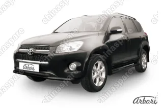Защита переднего бампера d57+d57 двойная Arbori черн. для Toyota RAV4 Long 2009-2014