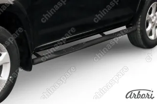 Защита порогов d76 с проступями Arbori черн. для Toyota RAV4 Long 2009-2014